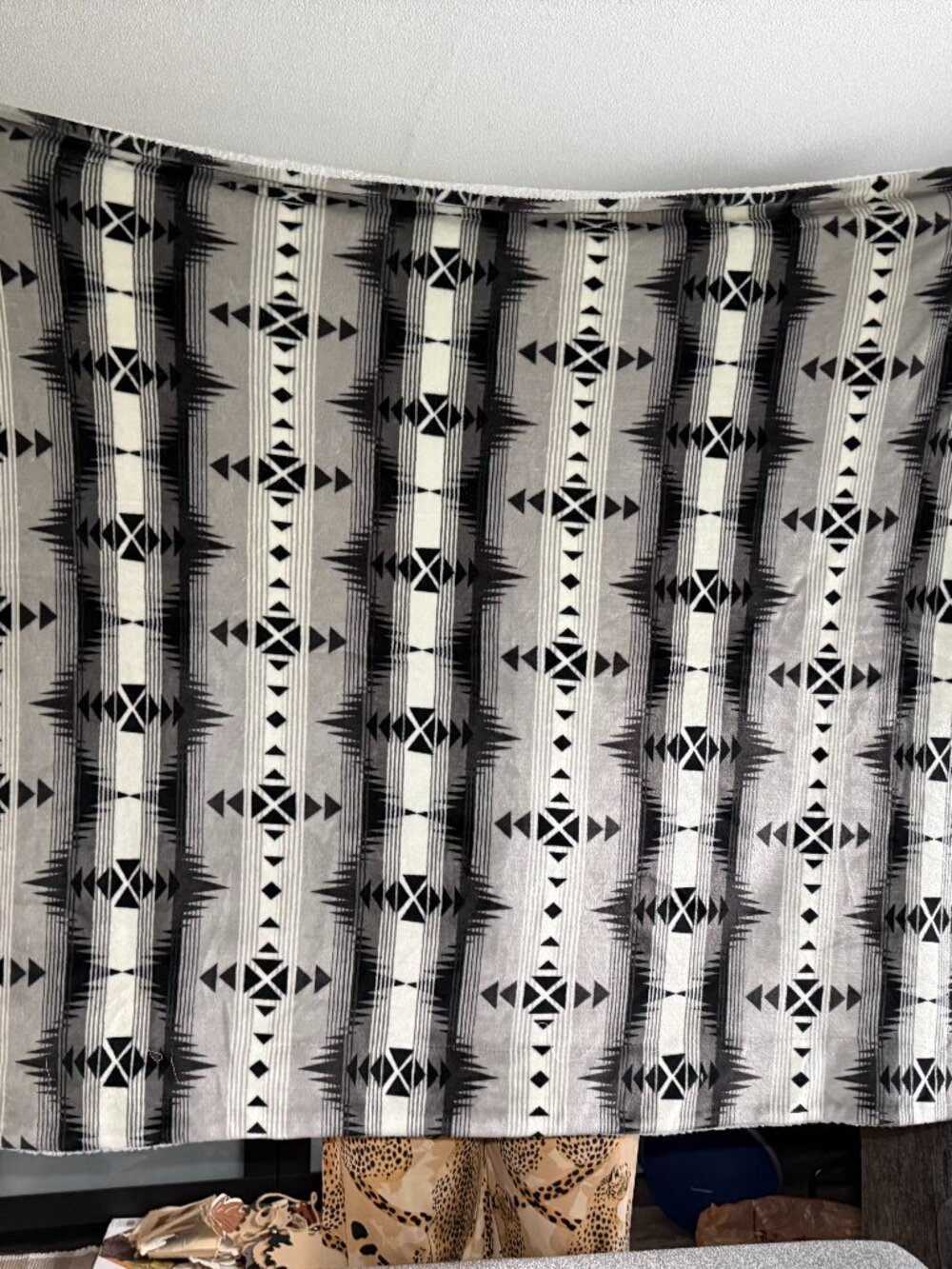 Grey Patterned Fleece Blanket